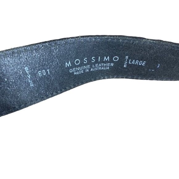 Mossimo black thick leather belt womens 3 prong buckle goth rock moto grunge - Picture 3 of 3